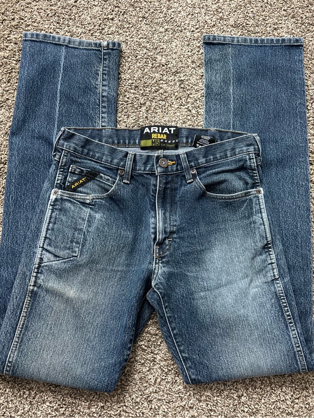 Ariat Men's M5 Rebar Slim Straight Denim Jeans - Workwear Utility Style 32X36